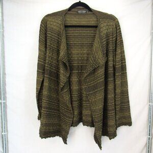 ZoZo Women's Long Sleeve Open Front Duster Shades of Green Geometric Size XL